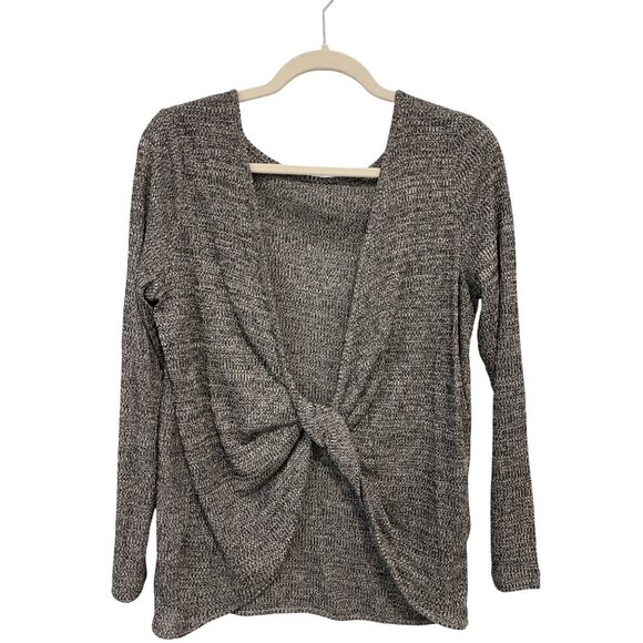 H&M Divided Tie Knot Pullover Sweater Women M Gray Polyester Blend Cozy Knit NEW - Picture 1 of 6